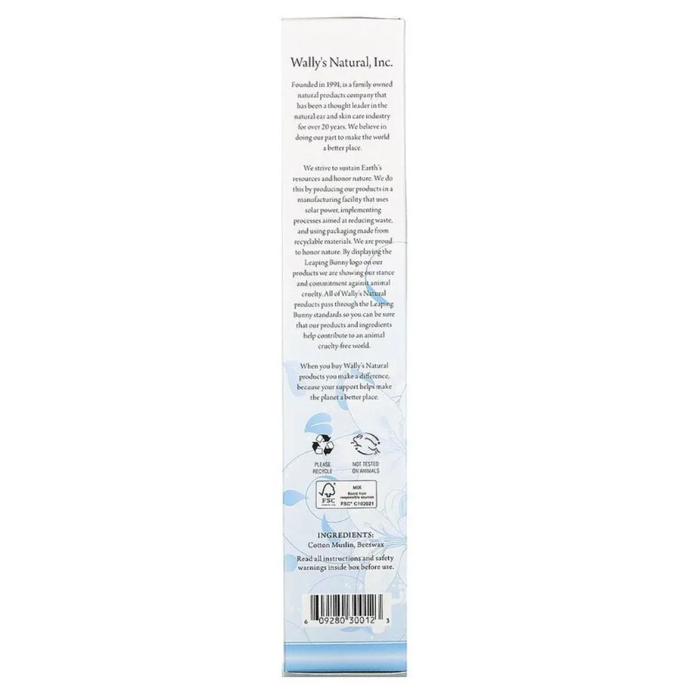 New! Wally's Natural Beeswax Ear Candles, Luxury Collection Unscented, 12Candles